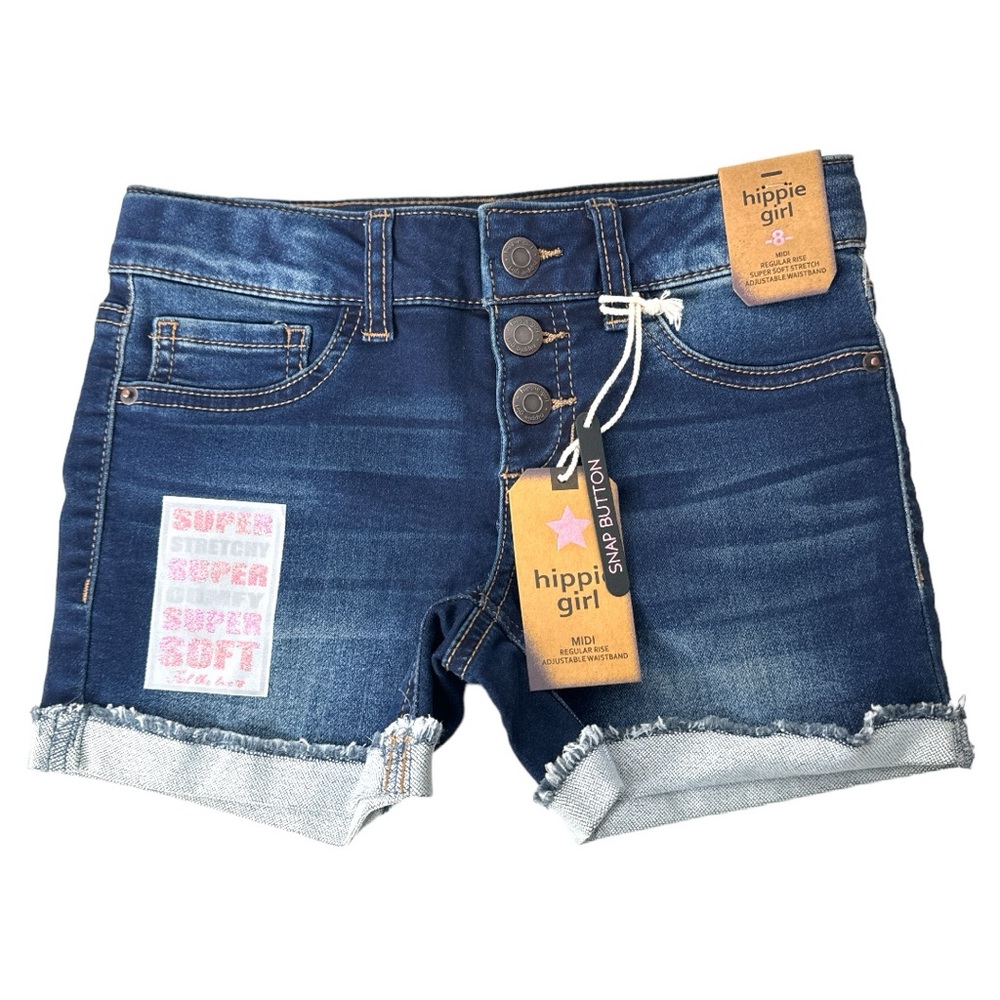 Hippie Girl Midi Regular Rise Jean Shorts Girls NWT